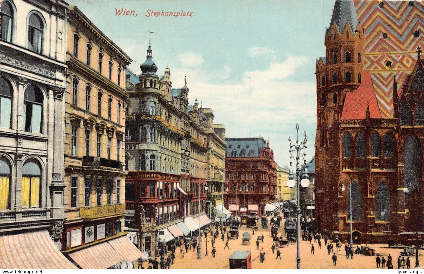 Austria Wien Vienna 1909 Stephansplatz Square Shops vintage postcard