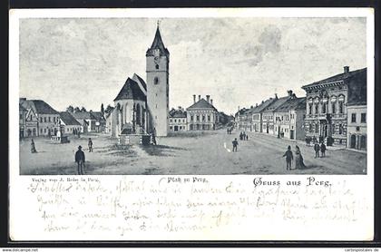 AK Perg, Platz mit Kirche