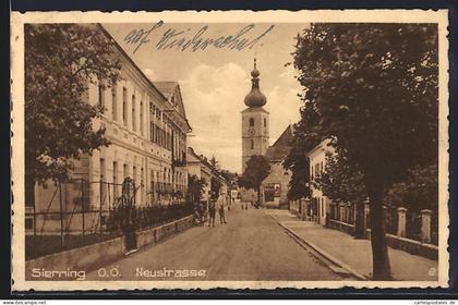 AK Sierning /O. Ö., Neustrasse mit Kirche