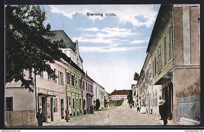AK Sierning, Strassenpartie mit Geschäften