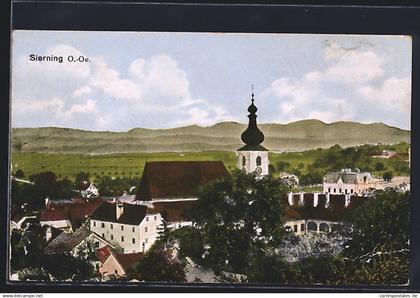 AK Sierning, Teilansicht mit Kirchturm