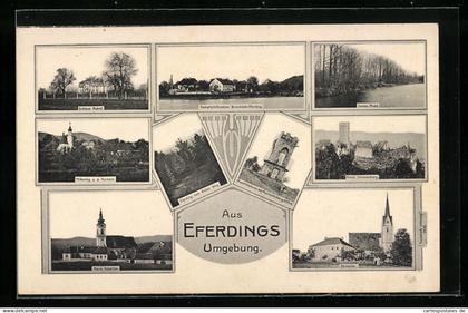 AK Eferding, Schloss Auhof, Dampfschiffstation Brandstatt-Eferding, Ruine Schauenburg