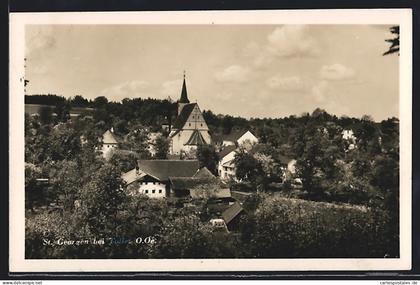 AK St. Georgen bei Grieskirchen, Ortsansicht mit Kirche