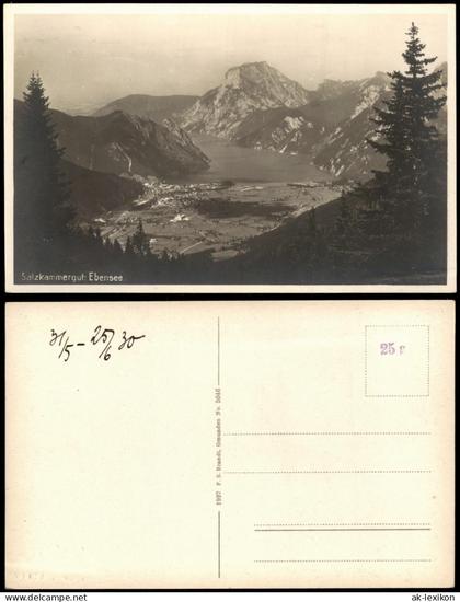 Ansichtskarte Ebensee Panorama von Ebensee mit Traunsee 1927