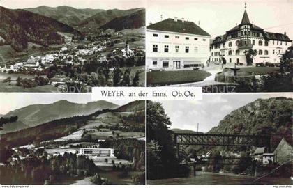 Weyer Enns Oberoesterreich AT Enns Ortsansicht Gasthaus Eisenbahnbruecke Tal Meh