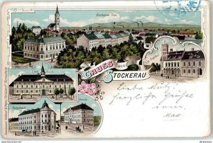 2000 Stockerau Lithographie Postamt Rathaus - 51673622