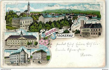 2000 Stockerau Lithographie Postamt Rathaus - 51673623