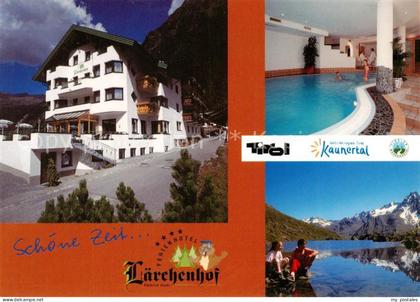 Feichten Kaunertal Tirol AT Ferienhotel Laerchenhof Hallenbach Seepartie