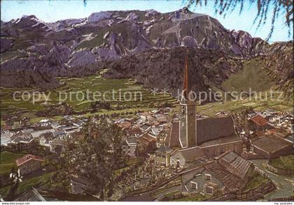 Nauders Tirol Ortsansicht mit Kirche Panorama Oberinntal Kuenstlerkarte