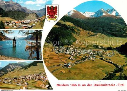 Nauders Tirol Panorama Versunkene Kirche Fliegeraufnahme