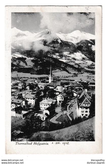 Bad Hofgastein old postcard posted 1928 to Zagreb b210120