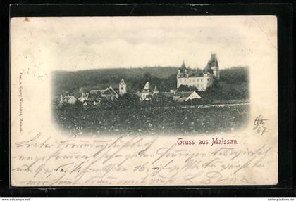 AK Maissau, Ortsansicht mit Schloss von einem Feld aus