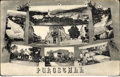 CPA Purgstall an der Erlauf Niederösterreich, Kirchenstraße, Schulgasse, Wasserheilanstalt, Schloss