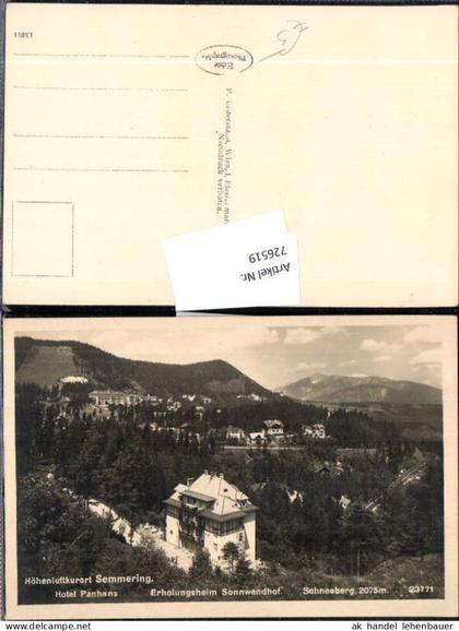 726519 Semmering Hotel Panhans Semmering Bez. Neunkirchen