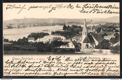 AK Gross-Pöchlarn a. d. Donau, Ortsansicht mit Klein-Pöchlarn