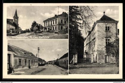 AK Poysdorf /N.-Oe., Walterskirchen, Dorfplatz, Ortsstrasse