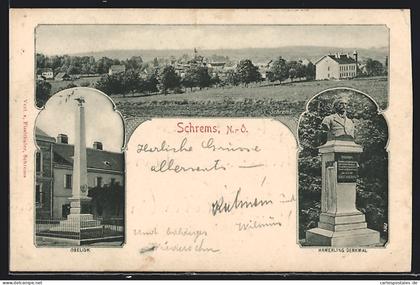 AK Schrems, Am Obelisk, Hamerling Denkmal