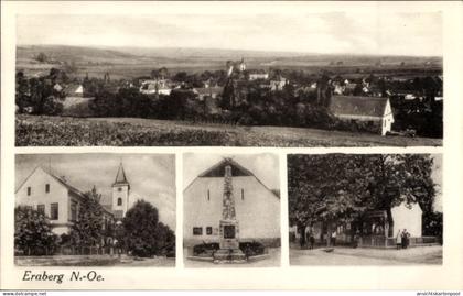 CPA Erdberg Poysdorf Niederösterreich, Panorama, Kirche, Kriegerdenkmal, Geschäftshaus