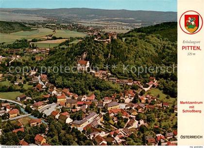 Pitten Marktzentrum mit Schlossberg Burg Bergkirche Rosaliengebirge Fliegeraufna