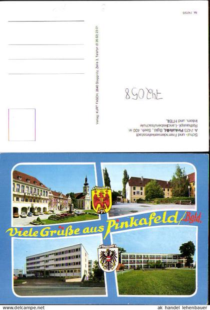 742058 Mehrbild AK Pinkafeld Rathausplatz Landesberufsschule Intern. u. HTBL