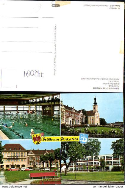 742064 Mehrbild AK Pinkafeld Hallenbad Stadtpfarrkirche Hauptplatz Höhere technische Bundeslehranstalt