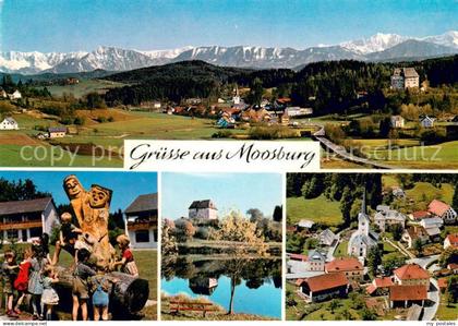 Moosburg Kaernten Panorama mit Karawankenkette Kinderdorf Motiv Schloss Moosburg