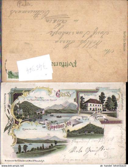 Lithographie Gruß v. Klopeinersee Völkermarkt Kühnsdorf St. Kanzian Schwidernoch
