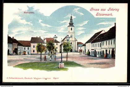 AK Fehring /Steiermark, Marktplatz mit Kirche
