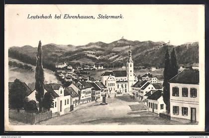 AK Leutschach bei Ehrenhausen, Strassenpartie mit Kirche