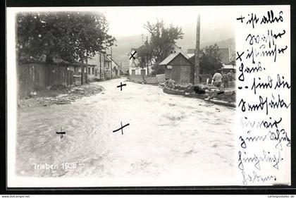 Foto-AK Trieben, Hochwasser im Jahr 1938