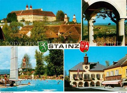 Stainz Ortsansicht mit Schloss Rathaus Kaufhaus Freibad Sommerfrische