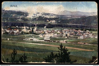 ALTE POSTKARTE FERLACH ROSENTAL TOTALANSICHT Zug Waggon train railway Bahnhof station gare cpa postcard AK Ansichtskarte