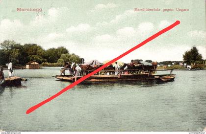 AK Marchegg March Überfuhr Fähre Komp Grenze Ungarn a Neue Welt Novy Svet Sachern Zohor Gänderndorf NÖ Niederösterreich