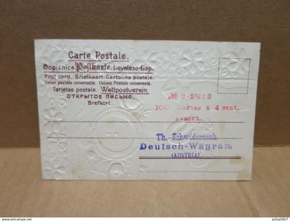 DEUTSCH WAGRAM (Autriche) carte postale fantaisie échantillon publicitaire Th Schwidernoch horloge
