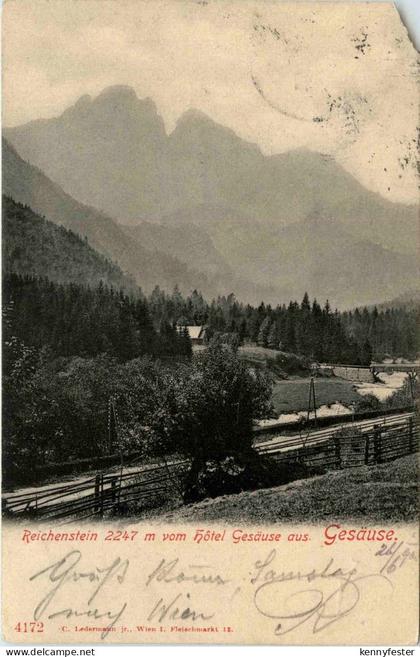 Gesäuse/Steiermark - Gesäuse, Reichenstein vom Hotel Gesäuse aus