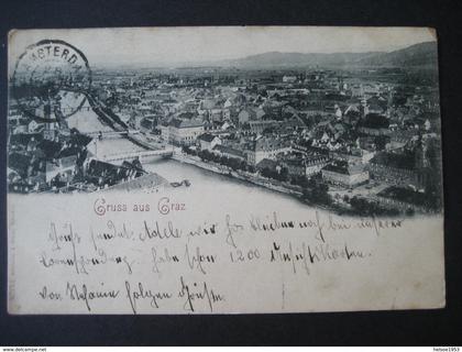 Österreich- AK Graz 1898, Blick auf die Stadt und die Mur, Verlag: Römmler & Jonas, Dresden