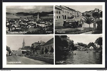 AK Pregarten, Platz, Tragweinerstrasse und Aistbad