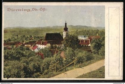 AK Sierning /Ob.-Öst., Ortspanorama mit Kirche