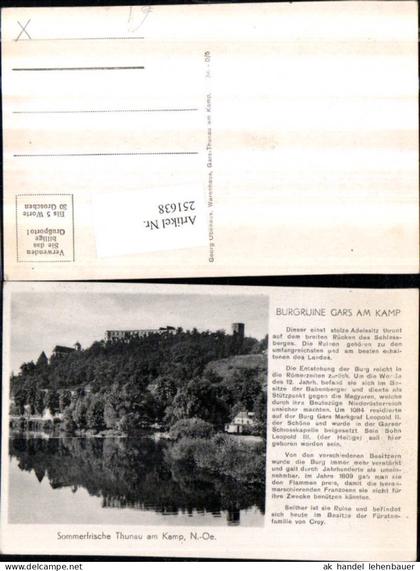 251638,Thunau am Kamp Burgruine Ruine Gars am Kamp Text