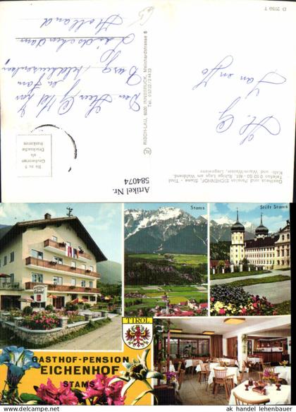 584074,Mehrbild Ak Stams Gasthaus Pension Eichenhof Stift Stams Enzian Edelweiß