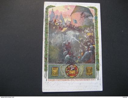 Österreich- AK Krems an der Donau, Erstürmung des Pulverturms 1645, gelaufen 1904 von Krems nach Deutschlandsberg