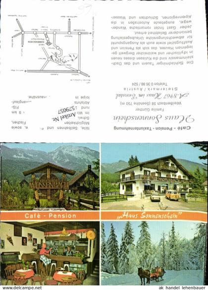 579057,Mehrbild Ak Haus im Ennstal Haus Sonnenschein Pferdeschlitten VW Bully