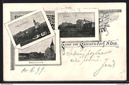 AK Gänserndorf /N. Oest., Bahnhof, Kirchenplatz, Unter-Gänserndorf