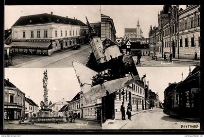 AK Poysdorf, Cafe-Restaurant Johann Gangl, Strassenpartie