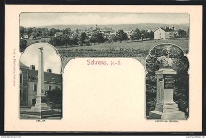 AK Schrems, Am Obelisk, Hamerling Denkmal