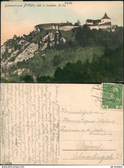 Ansichtskarte Pitten Blick auf die Burganlage 1914