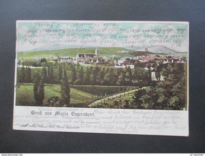 Österreich 1900 AK Groß aus Maria Enzersdorf Verlag Ludwig Graf. Nach Karlsbad mit Strichstempel