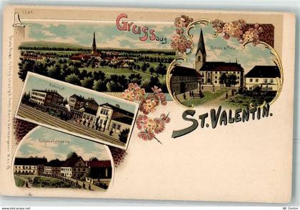 4300 St. Valentin Lithographie Bahnhof Eisenbahn Bahnhofstrasse Kirche... - 13622608