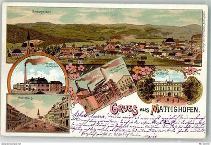 5230 Mattighofen Lithographie Schloss Vogel'sche Lederfabrik Hauptplatz... - 13641181