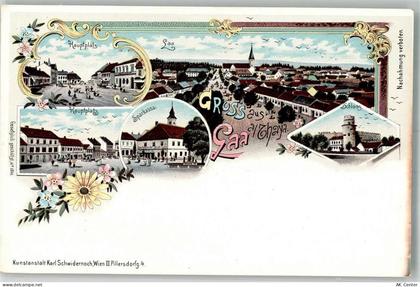 2136 Laa an der Thaya Lithographie Hauptplatz Schloss Sparkasse - 13645152